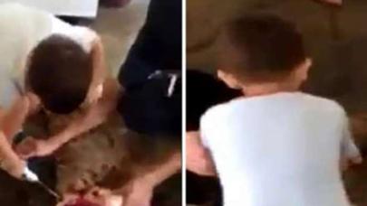 Bakıda biabırçılıq: balaca uşağa qoyun kəsdirdilər - VİDEO