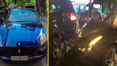 Eldar Mahmudovun qızı "Ferrari" ilə qəza törətdi - FOTOLAR